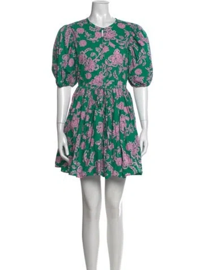 Pre-owned Xirena Floral Print Mini Dress In Green