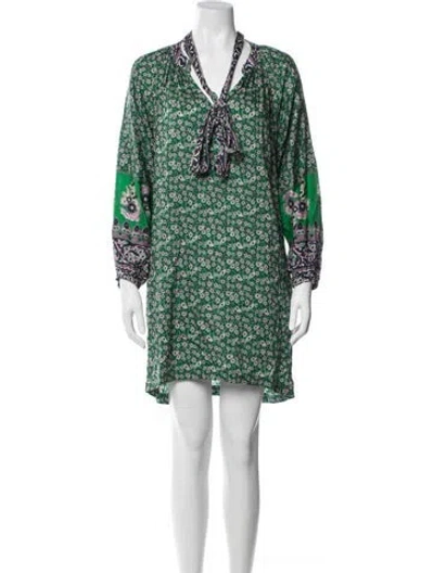 Pre-owned Xirena Floral Print Mini Dress In Green