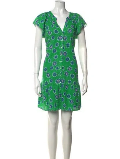 Pre-owned Xirena Floral Print Mini Dress In Green