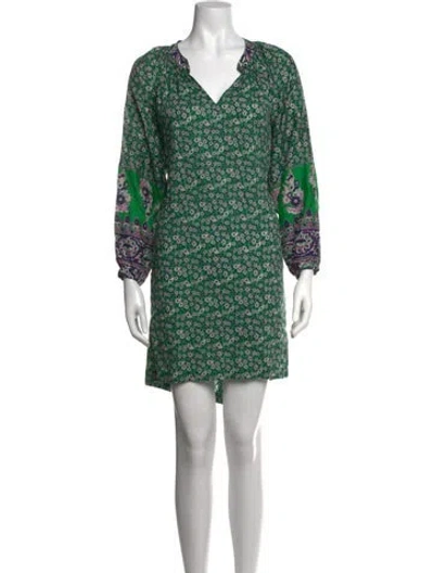 Pre-owned Xirena Floral Print Mini Dress In Green