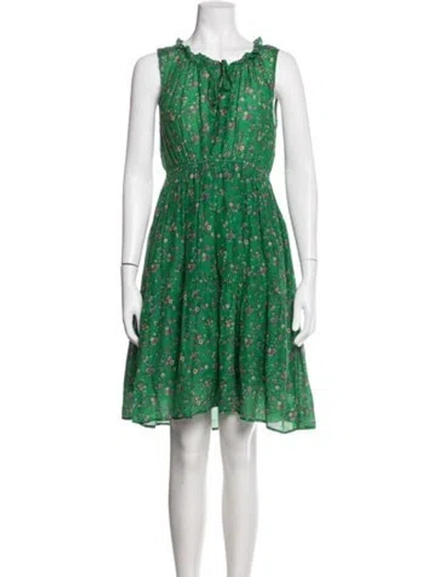 Pre-owned Xirena Floral Print Mini Dress In Green