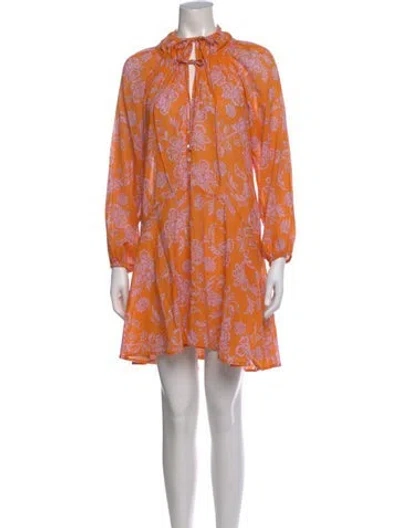 Pre-owned Xirena Floral Print Mini Dress In Orange