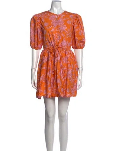 Pre-owned Xirena Floral Print Mini Dress In Orange