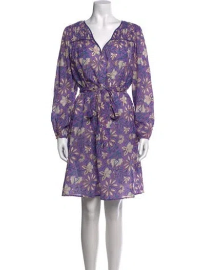 Pre-owned Xirena Floral Print Mini Dress In Purple