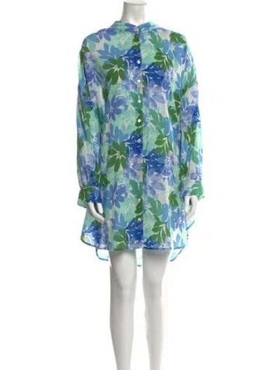 Pre-owned Xirena Floral Print Mini Dress W/ Tags In Blue