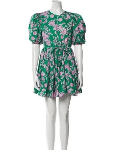 Pre-owned Xirena Floral Print Mini Dress W/ Tags In Green