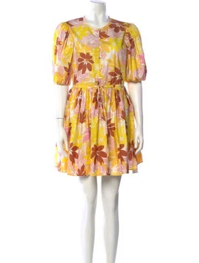 Pre-owned Xirena Floral Print Mini Dress In White