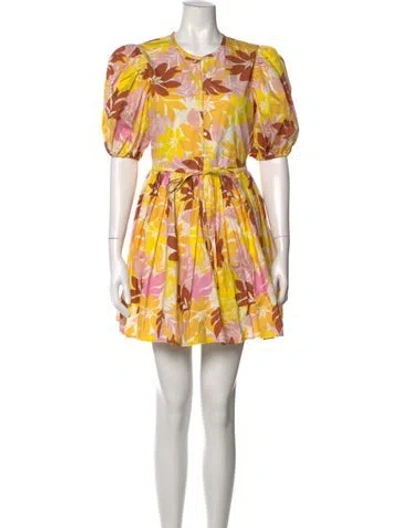 Pre-owned Xirena Floral Print Mini Dress In Yellow