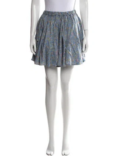 Pre-owned Xirena Floral Print Mini Skirt In Blue