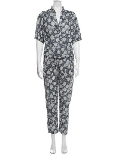 Pre-owned Xirena Floral Print Ruffle Embellishment Pant Set In Multicolor