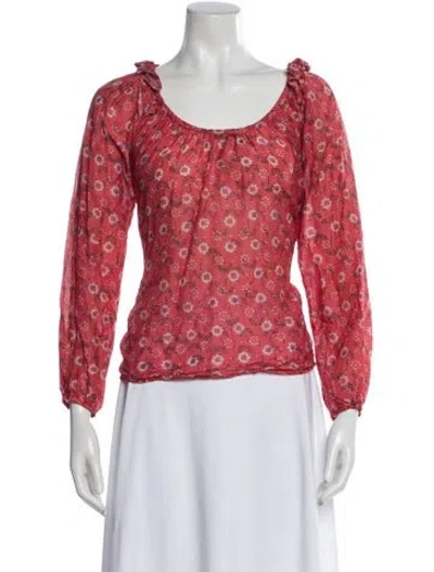 Pre-owned Xirena Floral Print Scoop Neck Blouse In Red