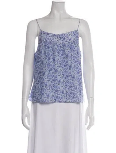 Pre-owned Xirena Floral Print Scoop Neck Top In Blue/white