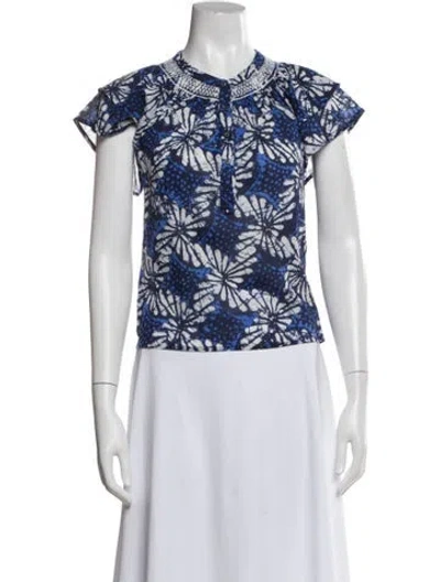 Pre-owned Xirena Floral Print Short Sleeve Blouse In Multi