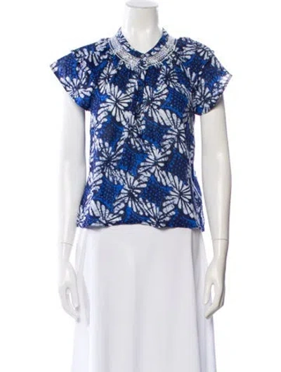 Pre-owned Xirena Floral Print Short Sleeve Blouse In Multi