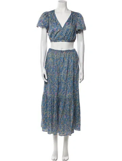 Pre-owned Xirena Floral Print Skirt Set In Blue