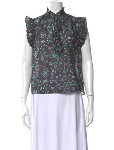 Pre-owned Xirena Floral Print Sleeveless Blouse In Multi