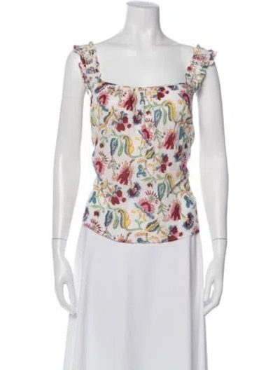 Pre-owned Xirena Floral Print Square Neckline Blouse In Multi