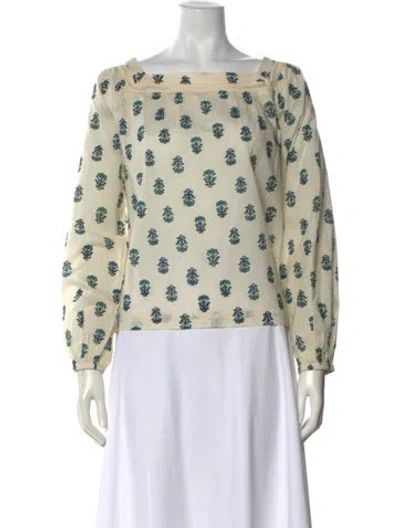 Pre-owned Xirena Floral Print Square Neckline Blouse W/ Tags In Neutral