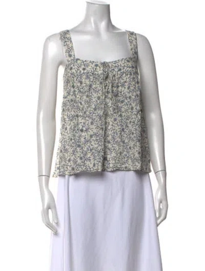 Pre-owned Xirena Floral Print Square Neckline Top In Neutrals