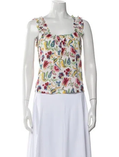 Pre-owned Xirena Floral Print Square Neckline Top W/ Tags In Pink
