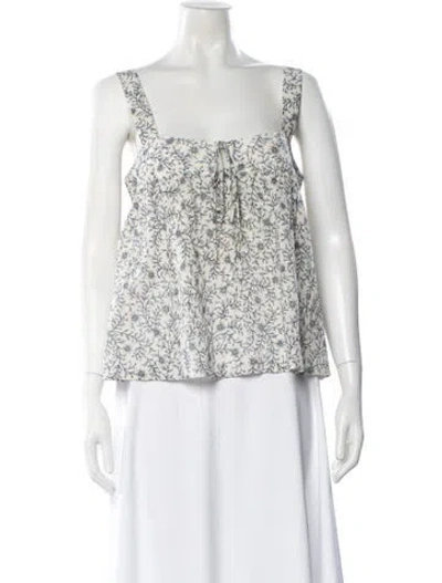 Pre-owned Xirena Floral Print Square Neckline Top W/ Tags In White