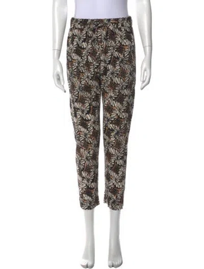 Pre-owned Xirena Floral Print Straight Leg Pants In Brown