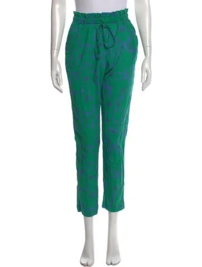 Pre-owned Xirena Floral Print Straight Leg Pants In Green