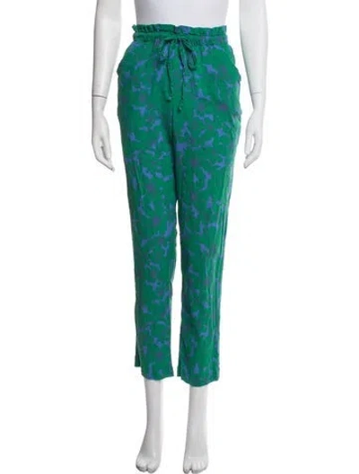 Pre-owned Xirena Floral Print Straight Leg Pants In Green