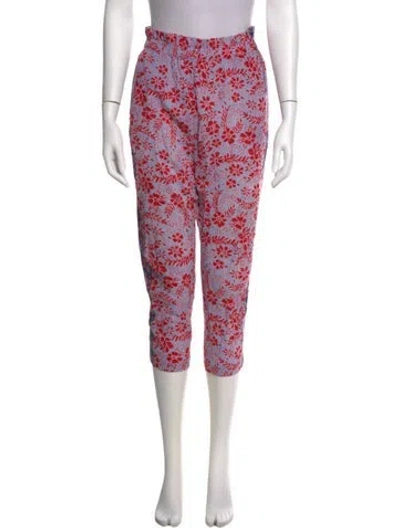 Pre-owned Xirena Floral Print Straight Leg Pants In Pink