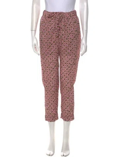 Pre-owned Xirena Floral Print Straight Leg Pants In Pink