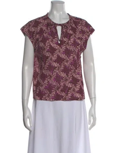 Pre-owned Xirena Floral Print Tie Neck Blouse W/ Tags In Pink