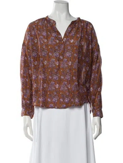 Pre-owned Xirena Floral Print V-neck Blouse In Multi