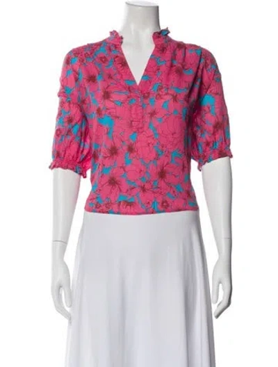 Pre-owned Xirena Floral Print V-neck Blouse In Multi