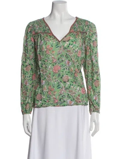 Pre-owned Xirena Floral Print V-neck Blouse In Multi