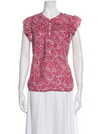 Pre-owned Xirena Floral Print V-neck Blouse In Multi