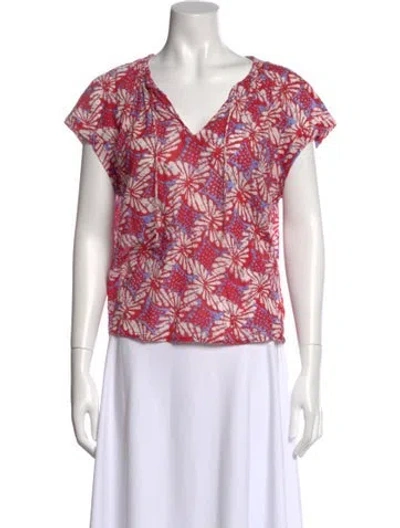 Pre-owned Xirena Floral Print V-neck Blouse In Multi