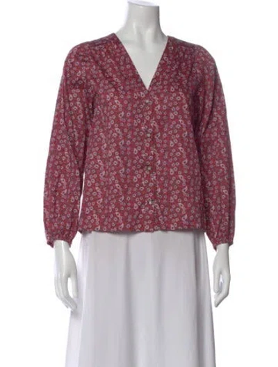 Pre-owned Xirena Floral Print V-neck Blouse In Multi