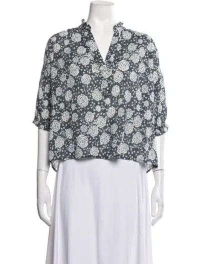 Pre-owned Xirena Floral Print V-neck Blouse In Multicolor