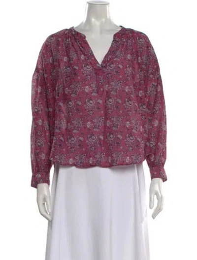 Pre-owned Xirena Floral Print V-neck Blouse In Pink