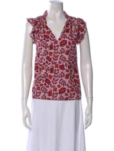 Pre-owned Xirena Floral Print V-neck Blouse In Pink