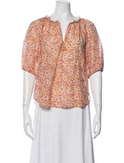 Pre-owned Xirena Floral Print V-neck Blouse In Pink