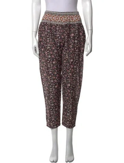 Pre-owned Xirena Floral Print Wide Leg Pants In Black