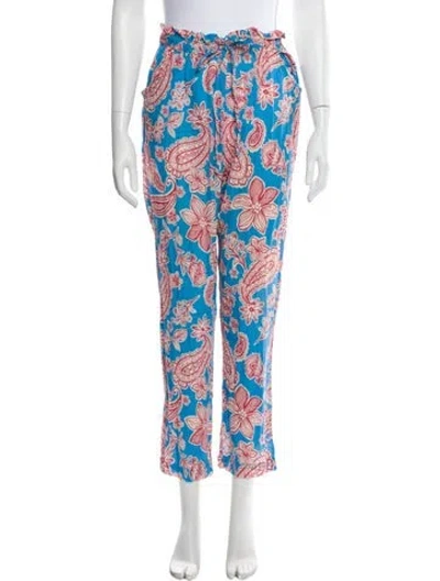 Pre-owned Xirena Floral Print Wide Leg Pants In Blue