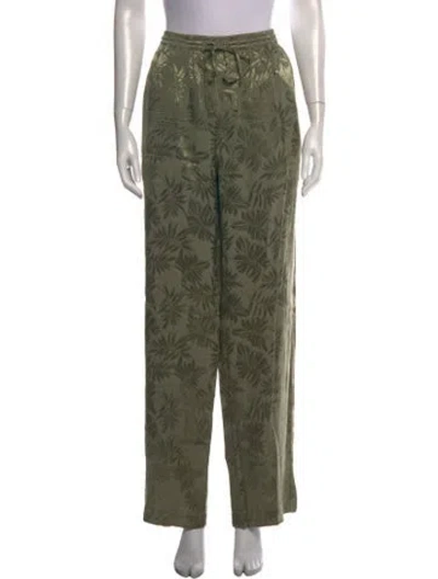 Pre-owned Xirena Floral Print Wide Leg Pants In Green
