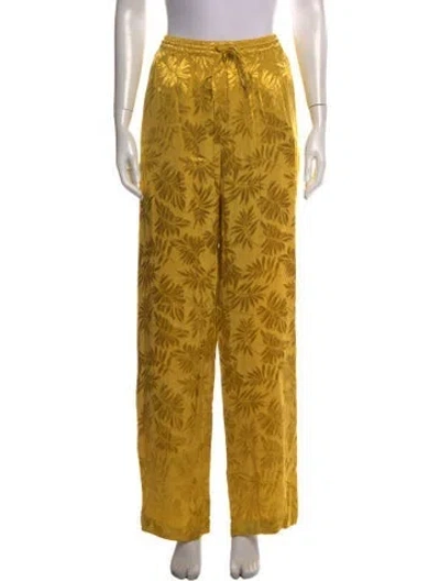 Pre-owned Xirena Floral Print Wide Leg Pants In Yellow