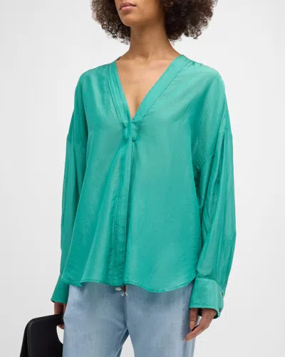 Xirena Frances Oversized Button-down Cotton Shirt In Green