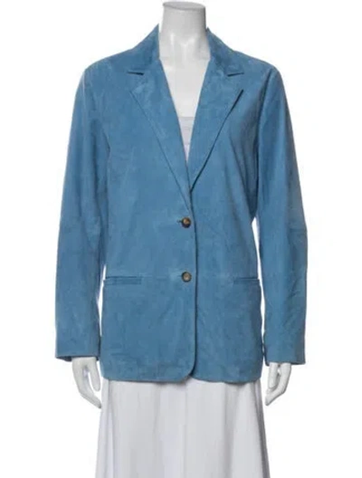 Pre-owned Xirena Goat Leather Blazer In Blue