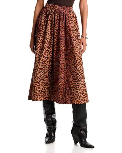 Xirena Gwynn Cotton Midi Skirt In Brown