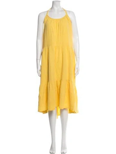 Pre-owned Xirena Halterneck Midi Length Dress In Yellow