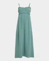 Xirena Jacinda Ruffle-trim Cotton Gauze Maxi Dress In Green